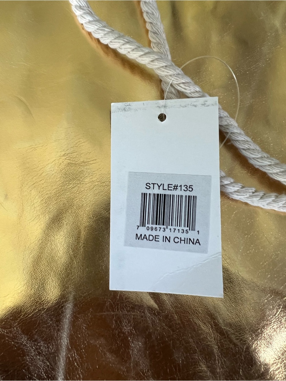 Shiny Gold Drawstring Backpack with White Rope Straps - Picture 5 of 7